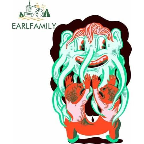 EARLFAMILY 13cm x 11.8cm for Cute Cuddly Cthulhu Decal Personality Scratch-proof Waterproof Car Stickers Bumper Surfboard Window