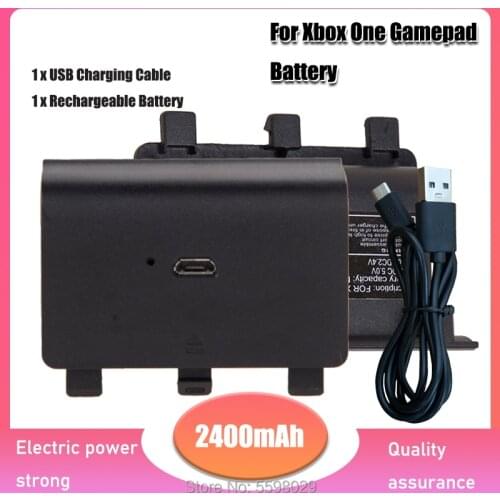 For Xbox One Gamepad 2400mAh Rechargeable Battery With USB Cable For Xbox One Wireless Controller Joystick Power Supply 1 or 2