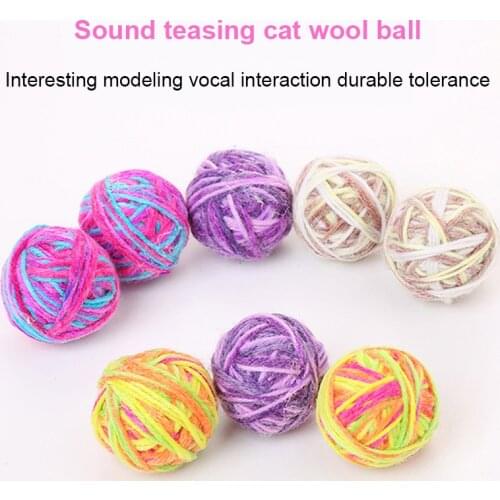 Cat Pet Sisal Rope Weave Ball Teaser Play Chewing Rattle Scratch Catch Toy Interactive Scratch Chew Toy For Pet Cat Color Random