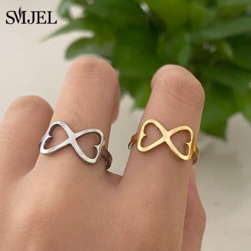 Personality Minimalist Infinity Love Infinite Rings for Women Engagement Wedding Jewelry Stainless Steel Heart Ring anillo hombr