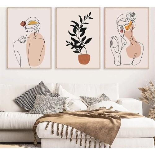 Girl Back Body Line Wall Art Canvas Painting Abstract Woman Drawing Poster Minimalist Print Boho Wall Pictures Living Room Decor