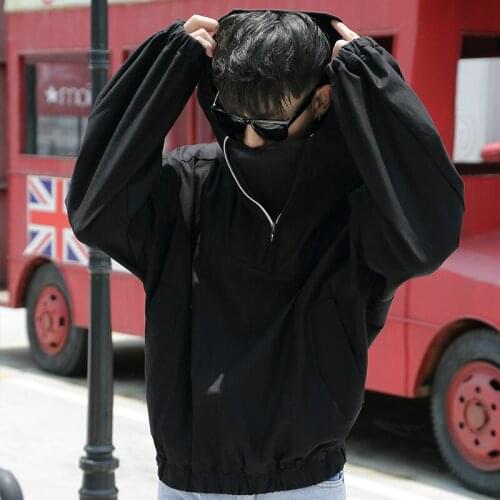 Korean style loose casual hooded jacket bat shirt loose jacket Europe and the United States high street Harajuku style large siz