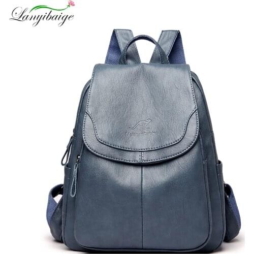 LANYIBAIGE 2021 New Fashion Ladies Backpack High Quality PU Leather Girl School Backpack Luxury Designer Design Travel Backpack