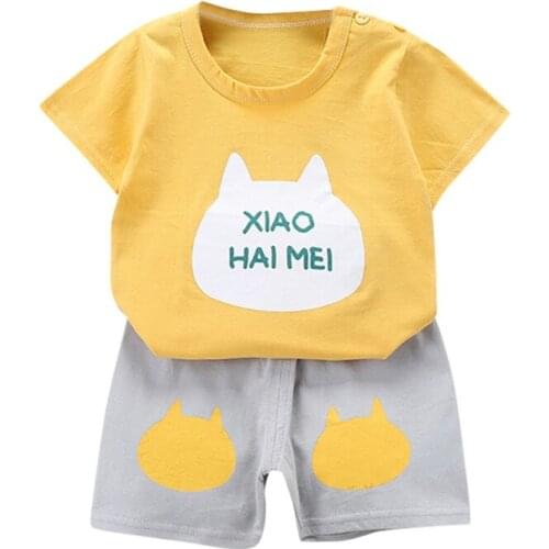 Summer Children suits For Boys Girls Short Sleeve Sets for baby boys two clothes T-shirt + Shorts Sets Toddler Clothing 9M -5 Ye
