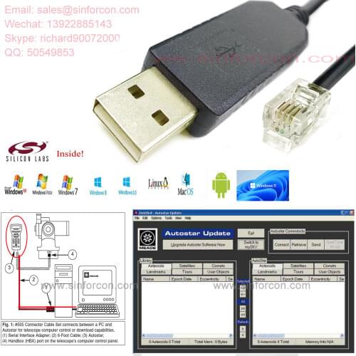 Meade ETX-125 ETX127 AutoStar upgrde cable (4P4C) HBX to PC computer control cable (6P4C)