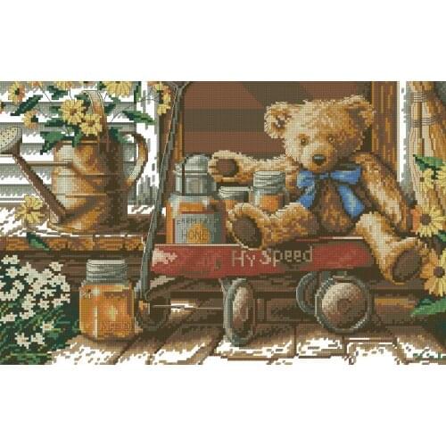 MM Top Quality lovely counted cross stitch kit Honey Bear my speed dimensions 13693