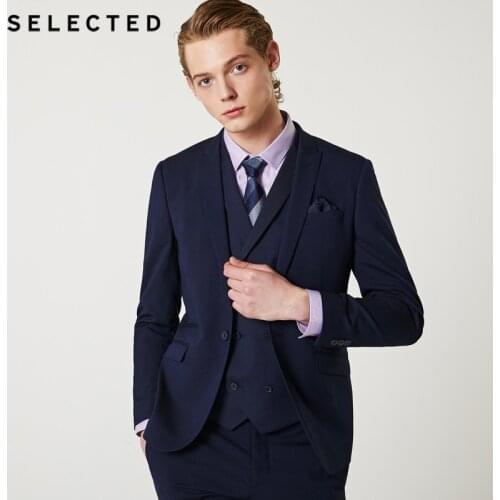 SELECTED Mens Regular Slim-Fit Closure Collar Blazer Pure Color Business Jacket Clothes T | 41935X503