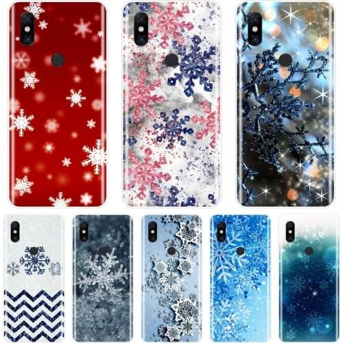 Soft Back Cover For Xiaomi Mi Note Mix 1 2 2S 3 Red Snowflake Christmas Snow Blue Phone Case Silicone For Xiaomi Mi Max 1 2 3