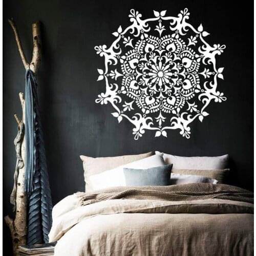 Wall Decal Mandala Moroccan Ornament Pattern Flower Namaste Indian Circle Geometric Yoga Bohemian Dorm Vinyl Sticker MA45