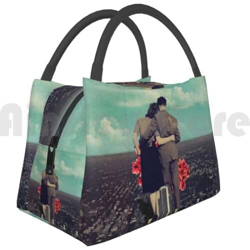Portable Insulation Bag Together Frank Moth Digital Collage People Futuristic Valentine Together Vintage