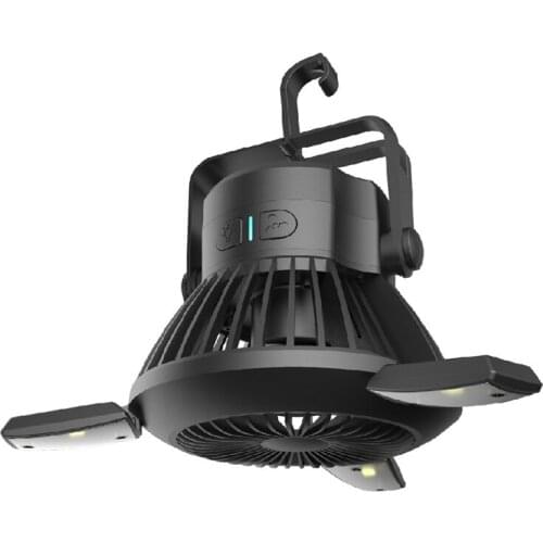 Portable LED Camping Lantern with Ceiling Fan - Solar Power& USB Rechargeable Tent Light Fan for Outdoor Camping Hiking