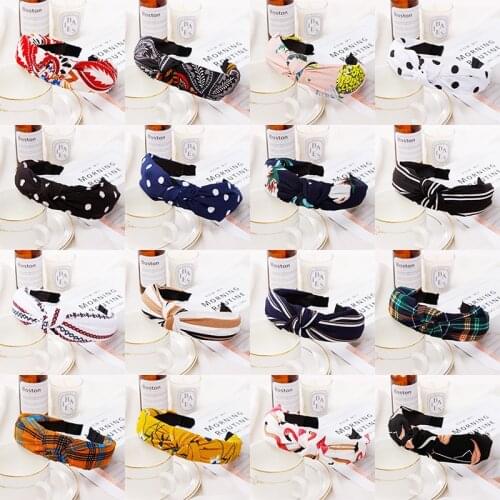 Woman Boho Vintage Hairband Retro Dot Stripe Headband Women Hair Accessories Bezel Head Wrap Turban Girl Face Wash Headwear