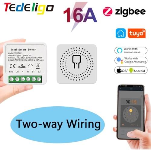 Smart Life Wifi Tuya ZigBee Smart Light Switch 16A Mini Automation Modules Supports 2 Way Timing Control with Alexa Google Home