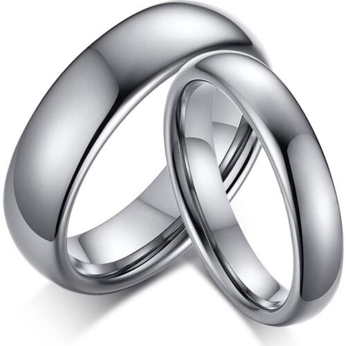 DIY Engraved Simple Couple Jewelry Name Rings Tungsten Rings Engagement Wedding Bands High Polished Comfort Fit for Women Men