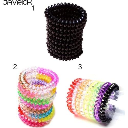 Women Girls Plastic Triangle Spiral Hair Ties Rope Telephone Wire Traceless Coil Glitter Gradient Ponytail Holder Scrunchies