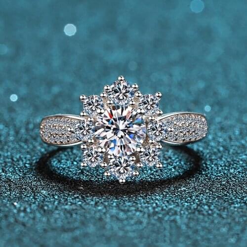 Silver 0.8 Carat Snowflake Cut Excellent Diamond Test Passed D Color Good Clarity Moissanite Ring Female Silver 925 Jewelry