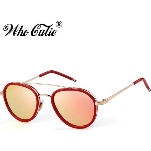 WHO CUTIE Brand Designer Pilot Sunglasses Men Luxury High Quality 2018 Male Driving Aviation Sun Glasses Women Red Shades OM766