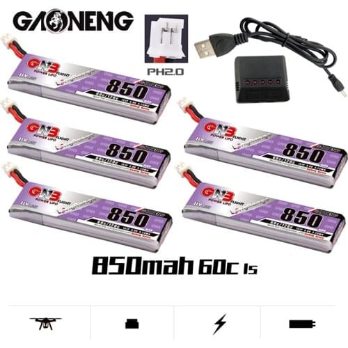 Gaoneng GNB 1S 3.8v 850mAh 60C/120C HV Lipo Battery Charger Set With PH2.0 Plug For RC Quadcopter FPV Racing Drone Battery