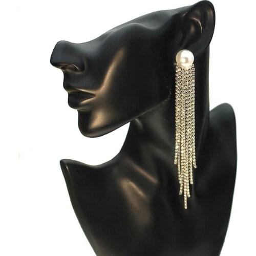 Womens long earrings with rhinestone hanging big statement Earrings 2020 trendy luxury crystal dangle earing fashion Jewelry