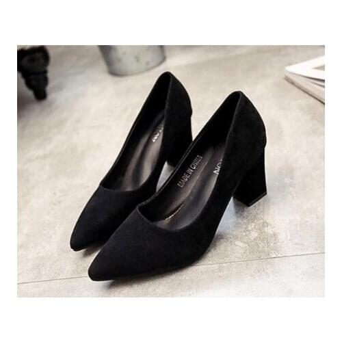 2020 Bridal Shoes Pointed Lady Sexy High Heels Black With Thick With Wild Single Shoes Women Shoes