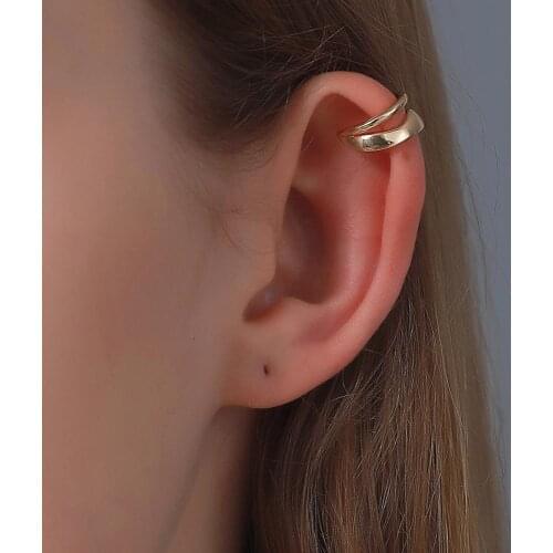 1 PC Wild Cute Girl Gold No pierced Ear Bone Ear Rings Fashion Retro Double Layer Trend Round Copper Ear Clip Women Jewelry Gift