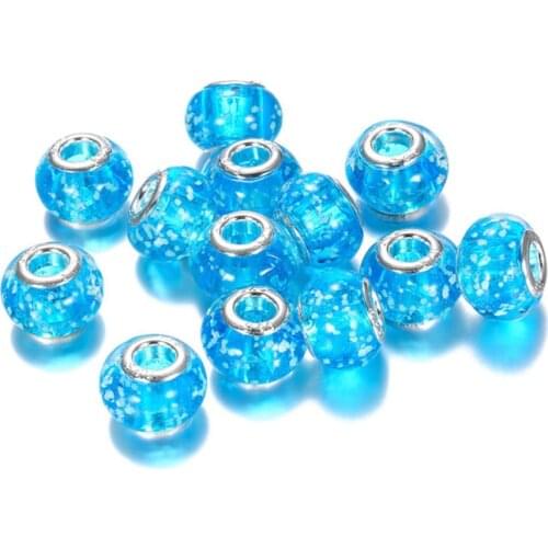 10Pcs New Round Luminous Large Hole Glass European Beads Charms Fit Pandora Bracelet DIY Chain Necklace Hair for Jewelry Making