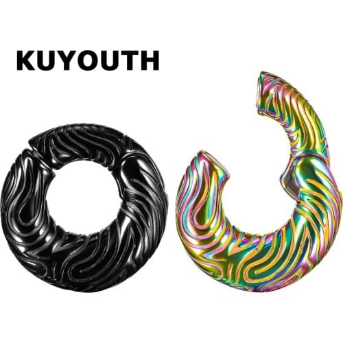 KUYOUTH Latest Stainless Steel Tree Pattern Magnet Ear Weight Expanders Body Jewelry Earring Piercing Gauges Stretchers 2PCS