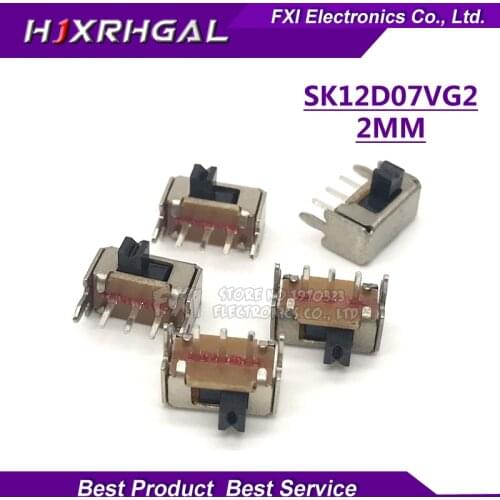 20pcs Toggle switch SK12D07VG2 2mm stents Small toggle switch high Miniature Slide Switch Side Knob