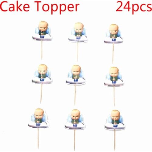 24pcs Cartoon Boss Boby pattern Party Cupcake Cake Toppers Picks Kids Birthday Party Supplies Wedding Decorations Cake Cup