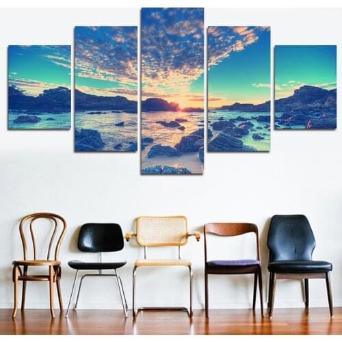 5 the modern home decoration painting canvas wall art print high quality beach scenery pictures