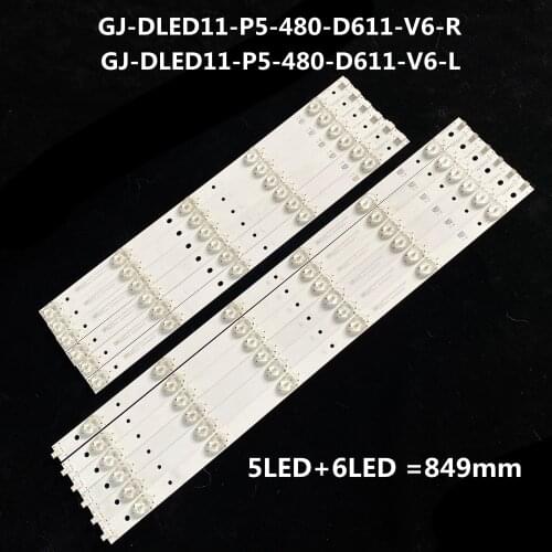 849mm*17mm 11leds 30V LED Backlight Lamps Strip GJ-DLED11-P5-480-D611-V6-L GJ-DLED11-P5-480-D611-V6-R TPT480LS PT480H2 PV480H2