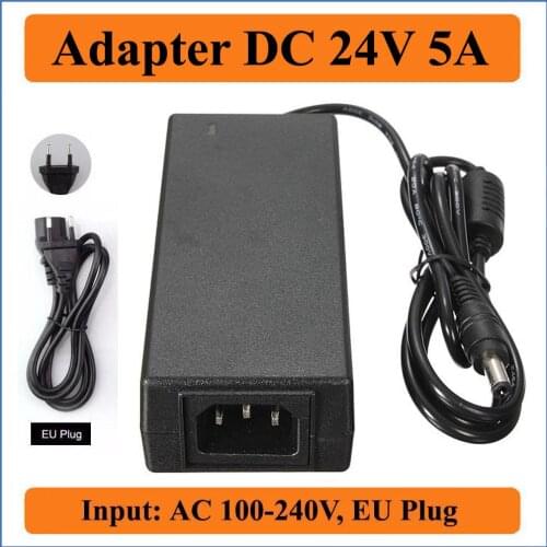 24V 5A EU Plug AC DC Adapter Universal AC100V-240V Converter to DC 24V 5000mA 120W Power Supply Charger For LED Strips light