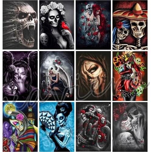 Xaviera 5D Diy Diamond Painting Horror Skull Mask Full Drill Embroidery Mosaic Cross Stitch Rhinestone Picture Handmade Artwork