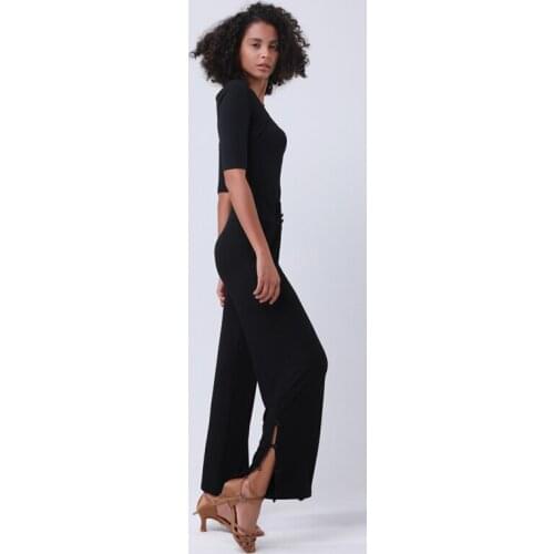 New Desigh Dance Pants Latin Dance Pants Loose Classical Modern Dance Modal High Waist Button Open Hem Trousers Ballroom Pants