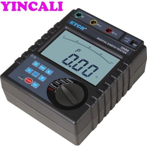 Fast Shipping Digital Earth Resistance Tester ETCR3000 Large LCD Display Ground Resistance Meter can store 400 sets of data
