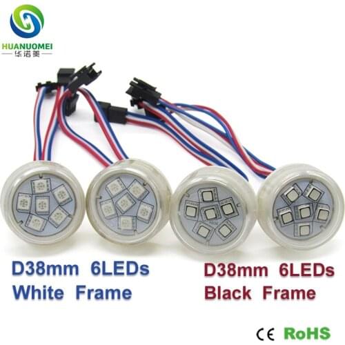 RGB 12V UCS1903 38mm LED Pixel Light Module 5050 SMD 6LED Bulb Digital IP68 Waterproof Amusement Park Ride Pixel Christmas Light
