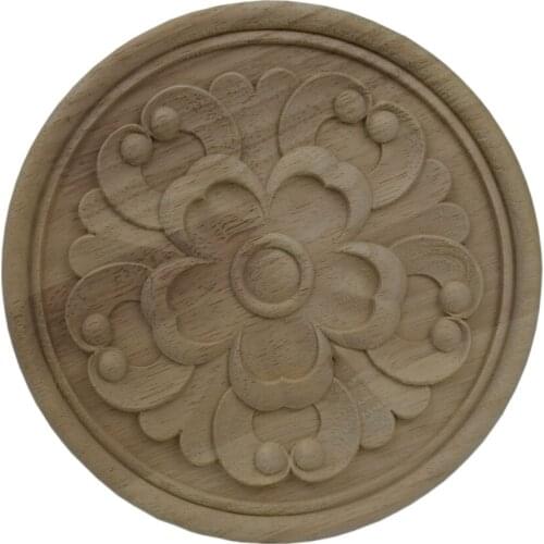 Wood Appliques Carving Frame for Furniture Cabinet Door Bed Home Decor Wooden Figurine Flower Pattern Miniature Desk Decoration