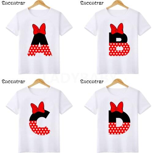 Baby Girls Mouse A-Z Letters Alphabet Print T shirt Cartoon Funny Kids T-shirts Boys Clothes Children Summer Tops,HKP2465