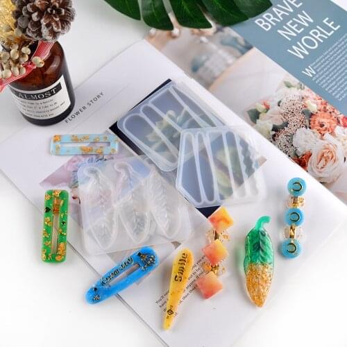 DM023 DIY HairClip Haripin Barrette Resin Mold Silicone Girl Geometry Epoxy Mould For Craft Jewelry