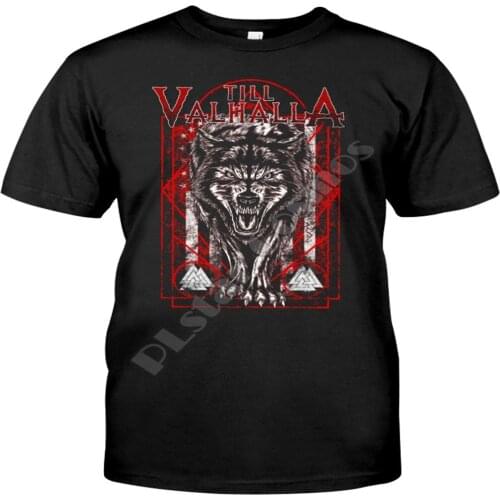 Till Valhalla Wolf Viking T-Shirts Classic T-Shirt Summer cotton t shirts Women for Men Casual Tees Short Sleeve