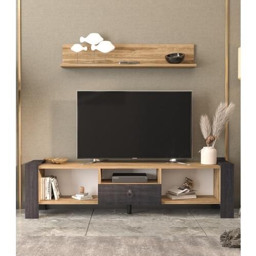 UBBU HOME With library TV Unit unitv Redplay express meubles White furniture TV Unit living room furniture Modern Shelf Walnut