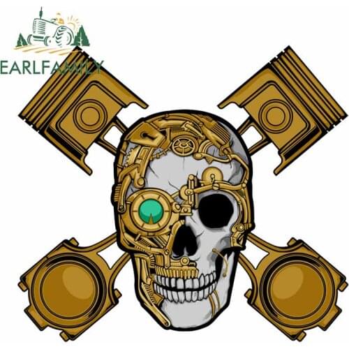 EARLFAMILY 13cm x 11.6cm for Punk Skull Anime Car Stickers Personality Scratch-Proof Decal Windshield Bumper RV Car Assessoires