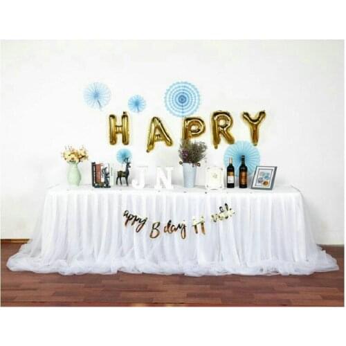 Elegant White Tulle Tutu Table Skirt Wedding Birthday Baby Shower Party Decor Tableware Tablecloth Two Layer Ice Silk Fabric