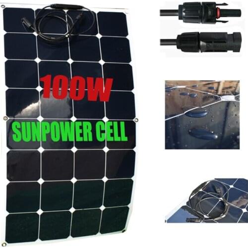 Sunpower Flexible Solar Panel100w, more than 23% charging efficiency each Solar Cell is more than 3.4W with 32pcs