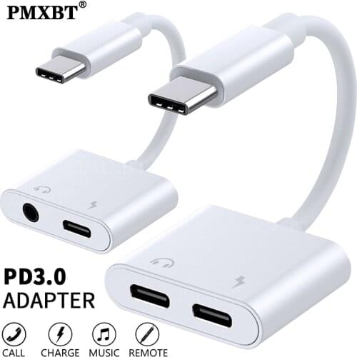 Type-C To 3.5mm Jack Earphone Adapter Connector AUX Audio Headphone USB-C to USB-C Charging Converter For Samsung S20 S10 Huawei