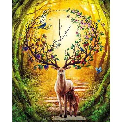 GATYZTORY DIY Full Drill Deer Diamond Painting Animal Rhinestone Embroidery Mosaic Art Cross Stitch Wall Decor Handmade Gift