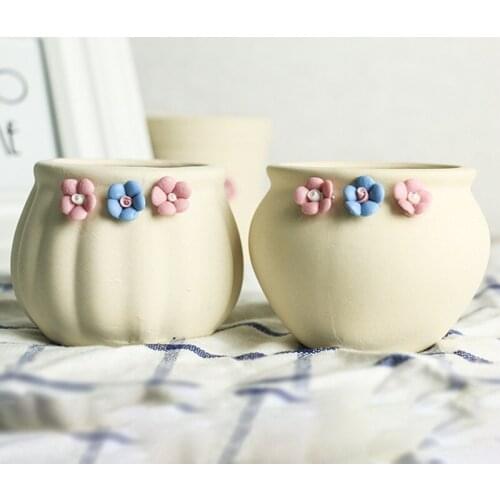 New Style Ceramic Succulent Flower Pots Plant Planter Vase Home Decoration Miniature Model Ornament Desktop Succulent Flower Pot