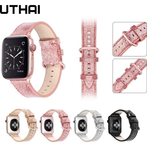Leather strap For apple watch band 44mm 42mm Mirror glitter strap For iwatch5/4/3/2/1 iwatch band 40mm 38mm Fashion Bracelet B12