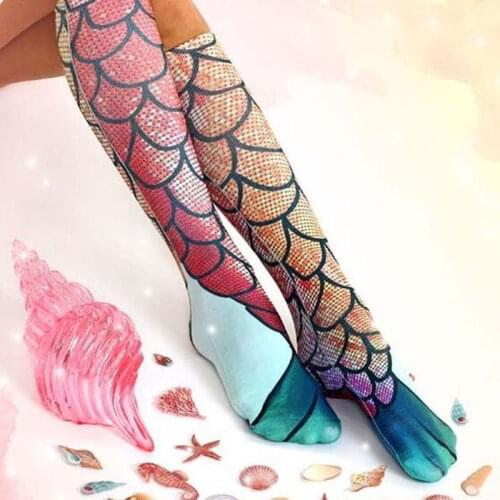 Hot Sale Women Mermaid Socks Funny Summer Beach Socks Cosplay Womens Summer Fancy Cartoon Sock