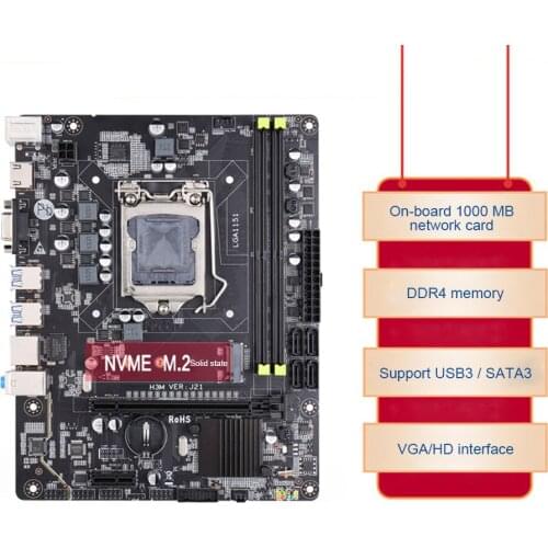 Computer Motherboard M-ATX DDR4 RAM Memory USB 3.1 SATA 3.0 Slot Gigabit Ethernet Desktop Mainboard for LGA 1151 I3 I5 I7 CPU